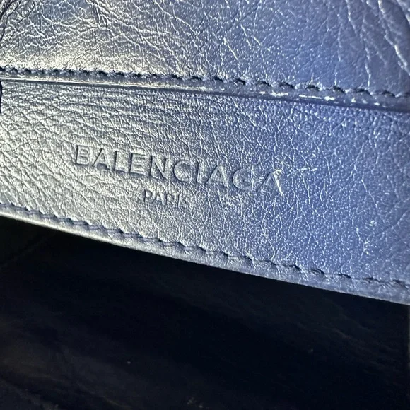 Balenciaga Mini Papier A4 Zip Around Tote Navy with Mirror - Picture 14 of 16